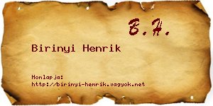 Birinyi Henrik névjegykártya